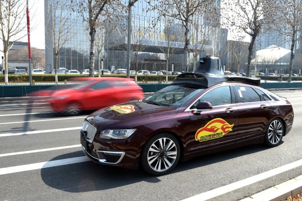 A self-driving vehicle on a road in Beijing. (Picture: Xinhua)