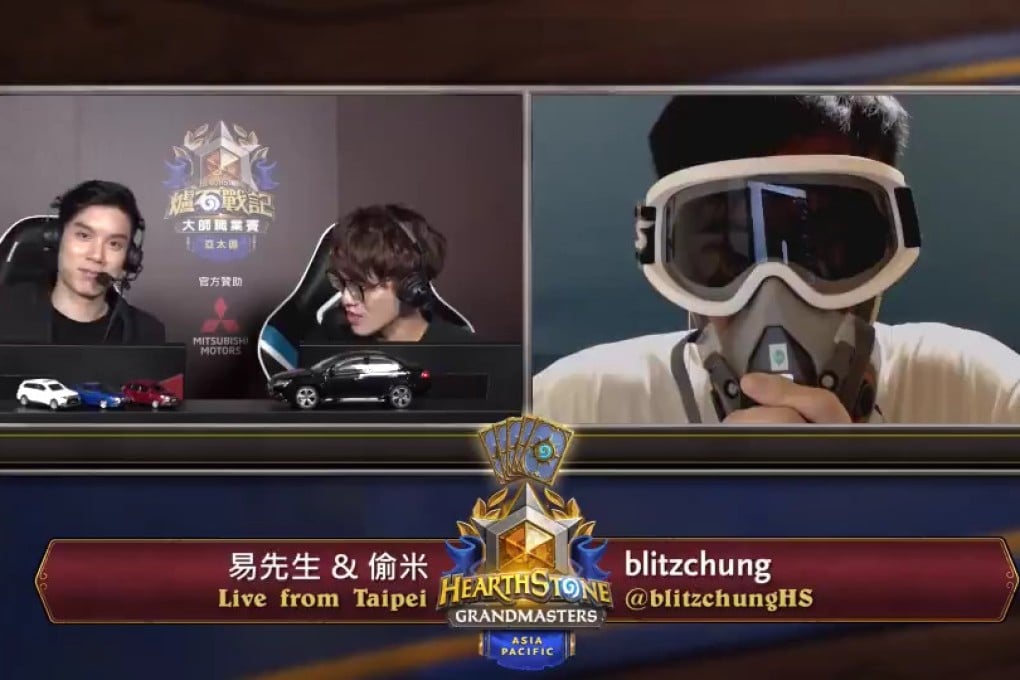 Blitzchung wore a gas mask during the interview, commonly worn by Hong Kong protesters. (Picture: Twitter)