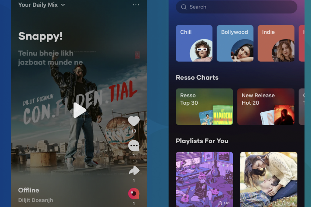 Resso’s layout looks quite similar to Apple Music. (Picture: Resso)