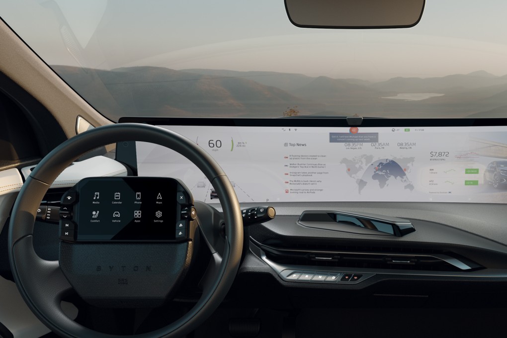 Byton’s initial concept for the screen included a gesture-controlled UI, but it’s absent in the latest version. (Picture: Byton)