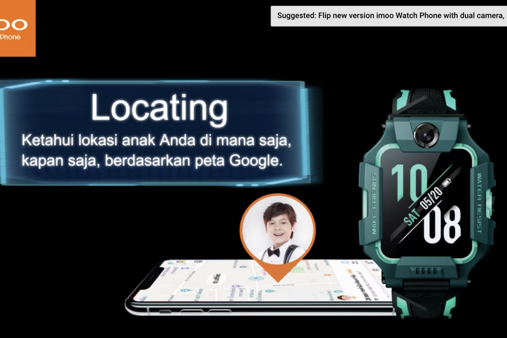 moo’s new Z6 smartwatch for kids, which has dual cameras and lets parents check their kids’ whereabouts, costs roughly US$200. (Picture: Imoo Indonesia Official/YouTube)