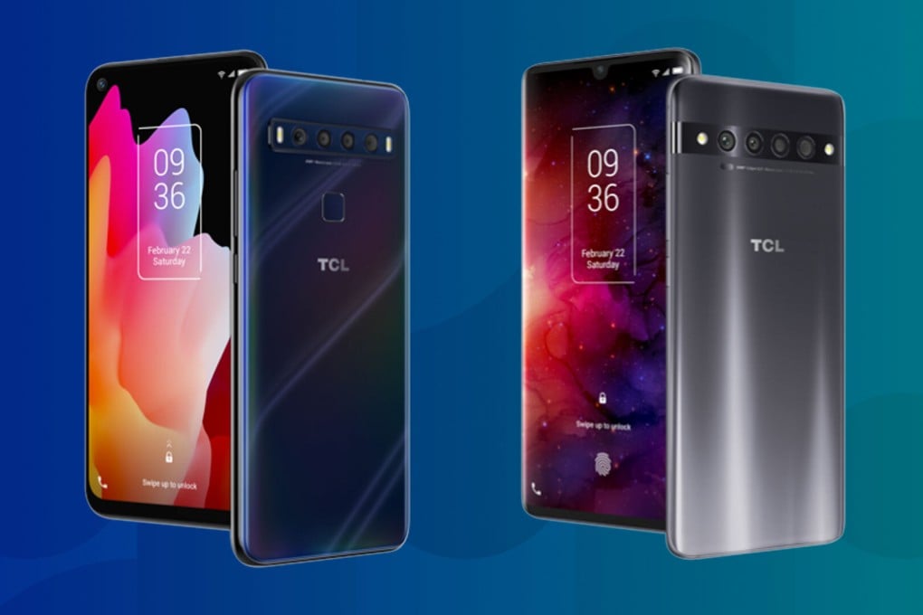 The TCL 10L (left) and the TCL 10 Pro (right) will each come in two colors: Mariana Blue (pictured) and Arctic White vs Ember Gray (pictured) and Forest Mist Green. (Picture: TCL)