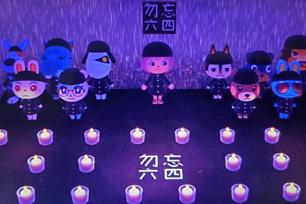 “Don’t forget June 4th,” says the pixel art on this Animal Crossing island. (Picture: Jovy Ip via Facebook)