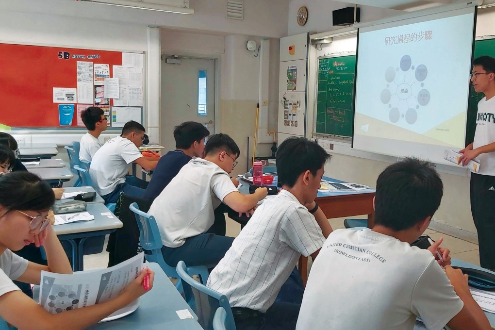 Secondary school students are taught how to conduct research at the start of the workshops.