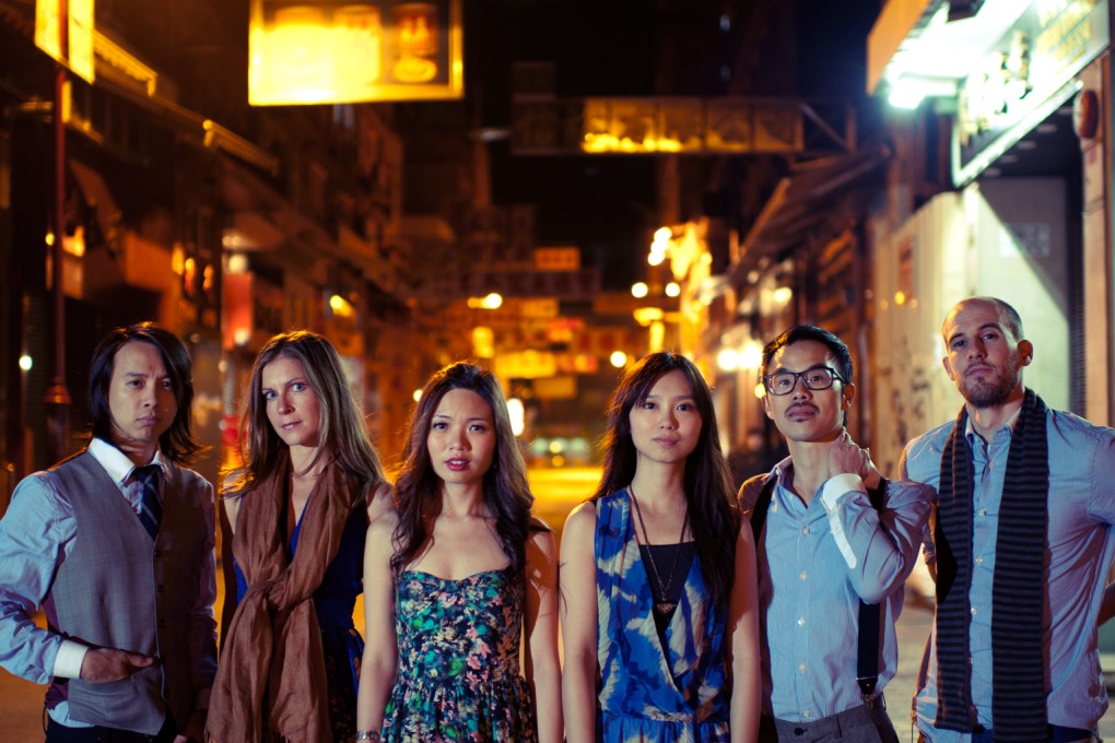 Noughts and Exes are (from left) Joshua Wong (vocals, guitars), Alix Farquhar (percussion, glockenspiel), Winnie Lau (violin), Wizza Lau (bass), Gideon So (keyboards, melodica) and Alex Bedwell (drums).