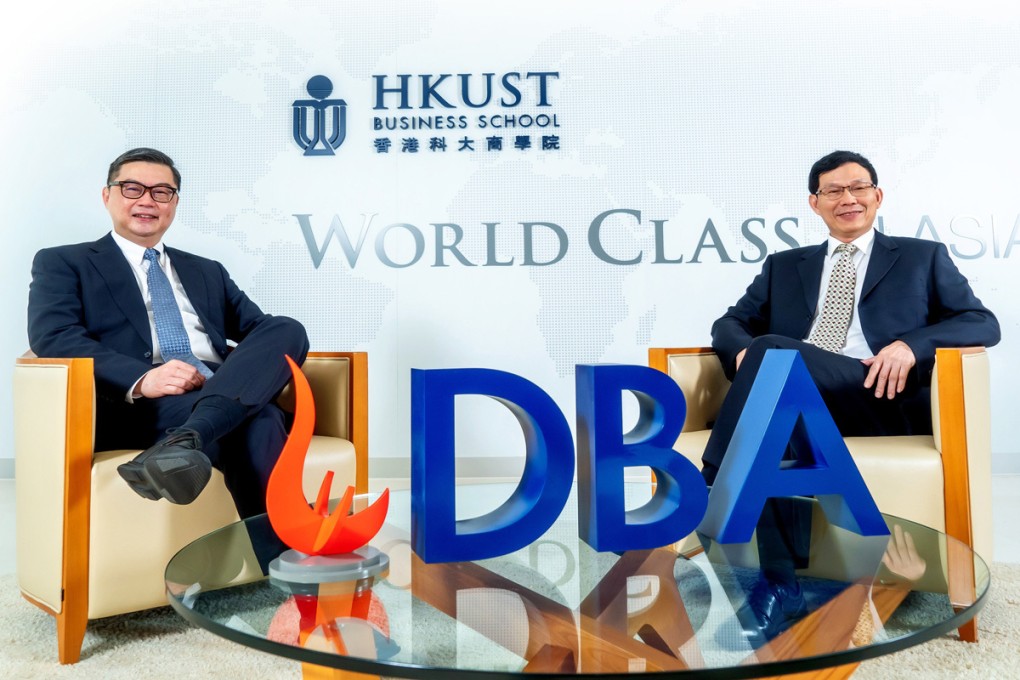 Dean Tam Kar Yan and DBA Program Academic Director Prof Zheng Shaohui of the HKUST Business School discuss the launch of the HKUST DBA program.