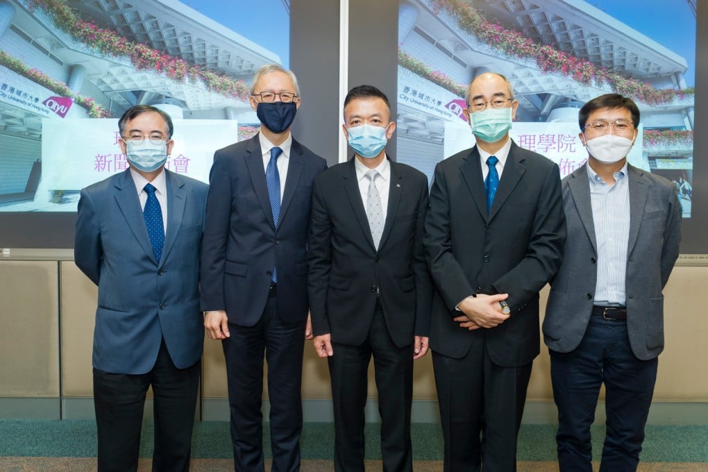 (From left) Professor Ho Wing-cheong, Associate Dean (Internationalisation) of the College of Science; Professor Tan Cheng-han; Dr Daniel Yip Chung-yin; Professor Raymond Chan Hon-fu and Professor Michael Lam Hon-wah, Associate Dean (Education) of the College of Science introduced the features of the new programmes at the press conference.