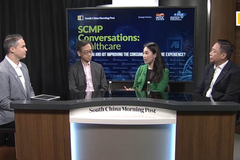 [Left to Right] Clark Cahill, Manager of Events and Conferences at SCMP, Dr Ngai-tseung Cheung, Head of Information Technology & Health Informatics for the Hospital Authority, Megan Lam, Co-founder & CEO of Neurum Health, and Dr Matthew Man, Chief Executive Officer of Megasoft Limited took a deep dive into the current state of healthcare including the implementation of AI and the Internet of Things (IoT) into the industry in this series.