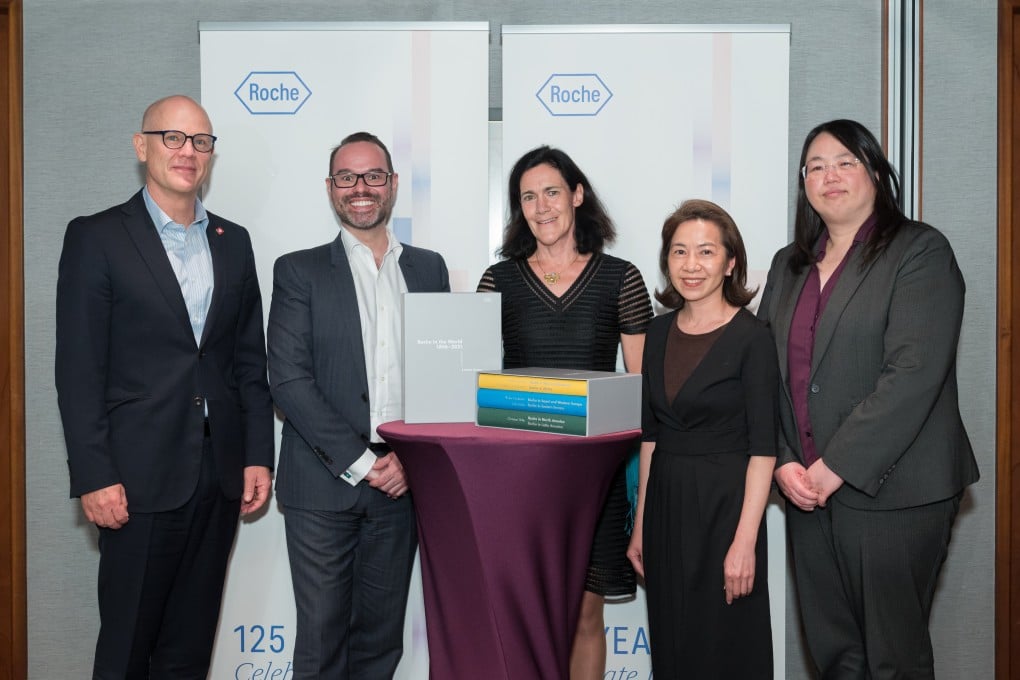 From left: Rolf Frei, Consul General at The Consulate General of Switzerland in Hong Kong, Daniel Thurley, APAC Network Head Informatics, Roche, Dr. Claudia Suessmuth Dyckerhoff, Member of the Board of Directors of Roche, Linus Fung, Deputy Director of Leisure & Cultural Services (Culture), Hong Kong SAR Government, Louisa Shen, General Manager of Roche Diagnostics Hong Kong.