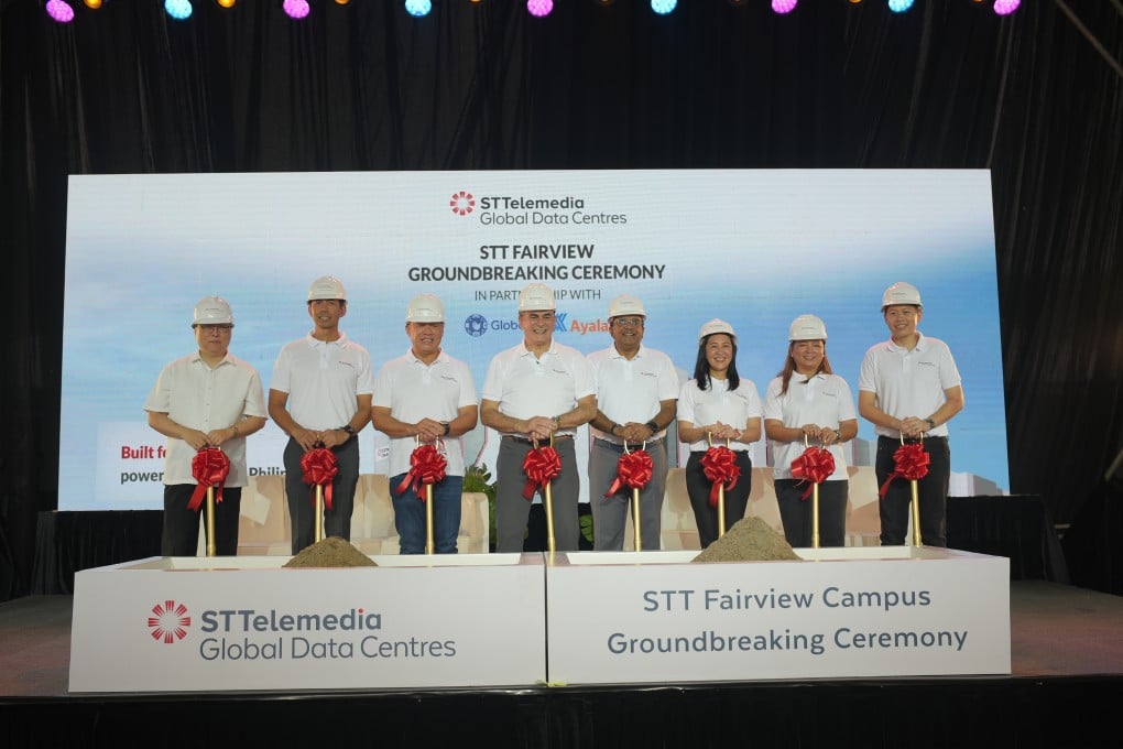Executives of STT GDC Philippines, the Globe Group and the Quezon City government come together for the groundbreaking ceremony of the new data center campus, STT Fairview, an 83,000-sqm facility that will offer a development potential of 124 megawatts of IT load capacity once fully built out. (In photo: L-R) DICT Secretary Ivan Uy, STT GDC Philippines President and CEO Carlo Malana, Globe Group President and CEO Ernest Cu, Ayala Corporation Chairman Jaime Augusto Zobel de Ayala, STT GDC President and CEO Bruno Lopez, Quezon City Mayor Joy Belmonte, Globe Chief Finance Officer Rizza Maniego-Eala, and STT GDC CEO for Southeast Asia Lionel Yeo.