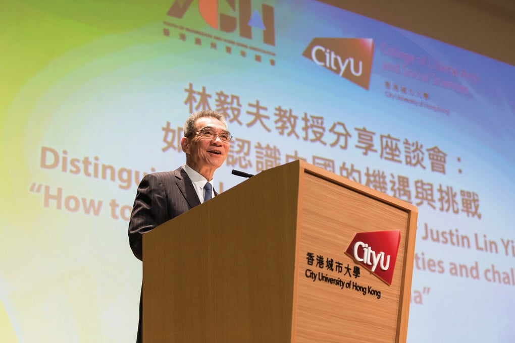 Lin dispenses his wisdom at a lecture titled “How to understand the opportunities and challenges in mainland China”, on 9 September 2023.