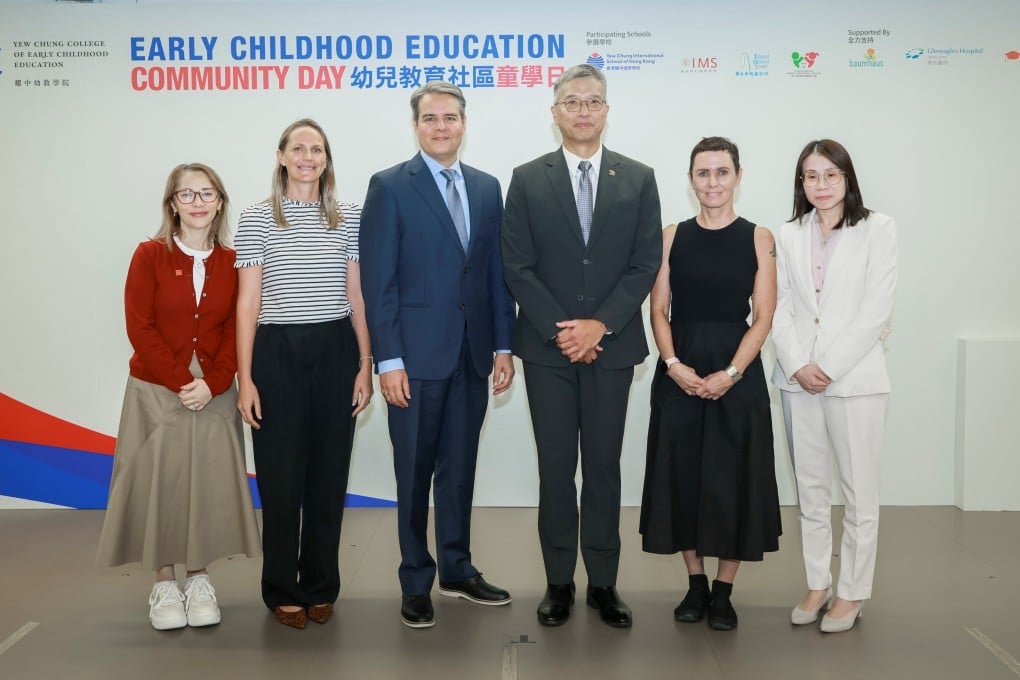 YCCECE engaged experts from diverse early childhood pedagogical philosophies to participate in a thought-provoking panel discussion on its Community Day. From left, Ruth Benny, Founder of Top Schools; Amy-Leigh Hood, ECE Western Co-Principal of Yew Chung International School; Matthew Sneyd, Academic Director at The International Montessori School; Professor Kerry Lee, President of YCCECE and Chair Professor of Child Development; Cindy Cornish, Education Administrator at Island Waldorf School; and Catherine Chow, Principal of The Italian International Nursery and Kindergarten.