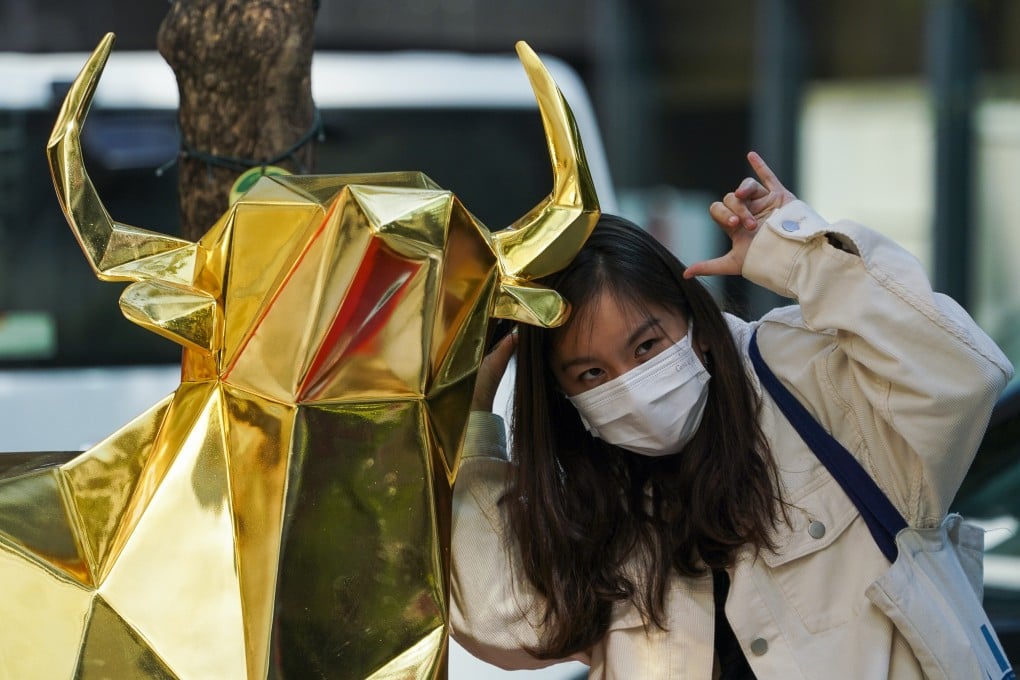 Lunar New Year decorations for the Year of the Ox in Causeway Bay. Photo: Felix Wong