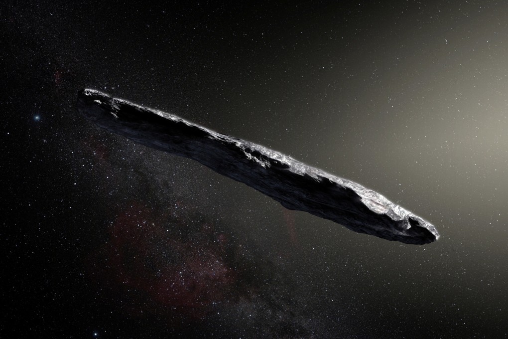 This artist’s impression shows the first-known interstellar object to visit the solar system, ‘Oumuamua. Photo: European Southern Obervatory/M. Kornmesser/ Reuters