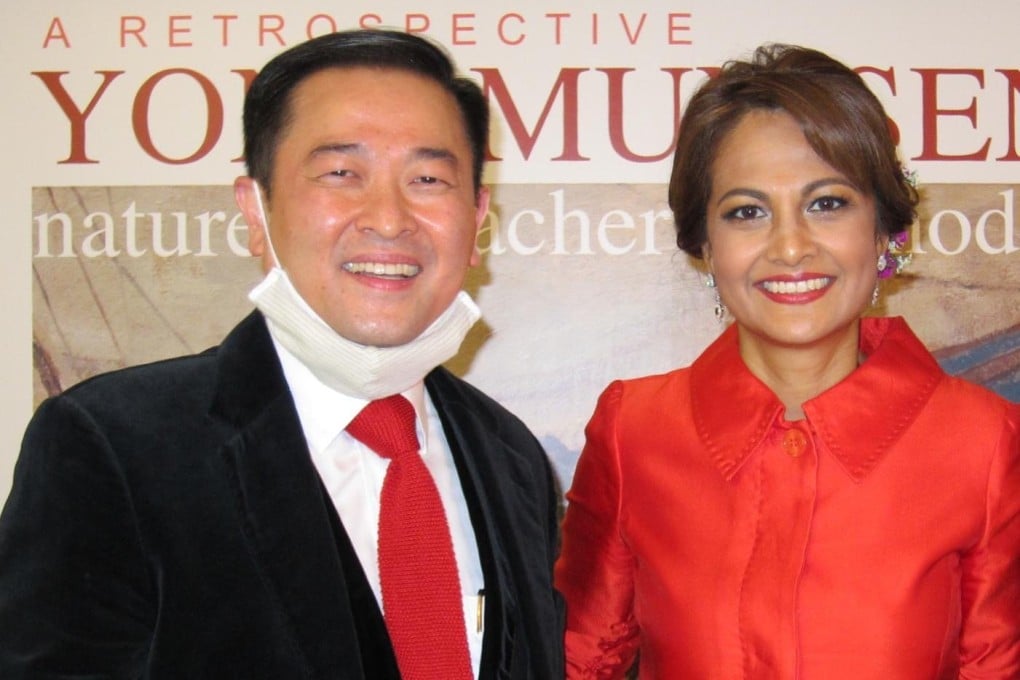 Michael Yong-Haron (left) and his wife Saniza Othman at the opening of the Yong Mun Sen exhibition in Wan Chai, Hong Kong. Photo: Michael and Saniza Collection