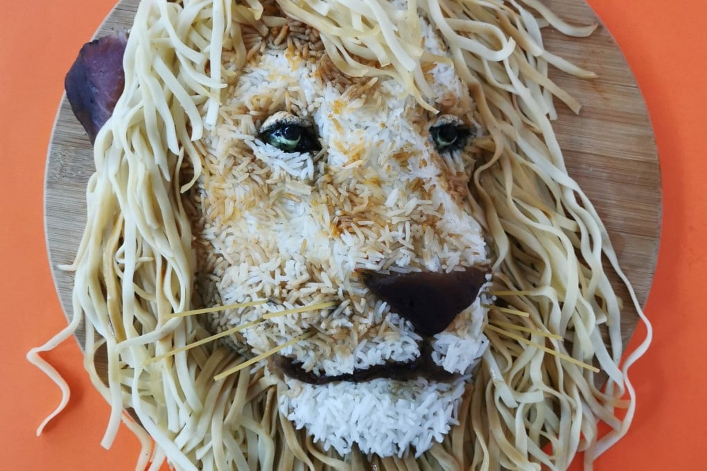 Edible food art entitled “The King of the Jungle” made by Jolanda Stokkerman out of aromatic basmati rice with tuna sashimi, noodles and soy sauce. Photo: De Meal Prepper