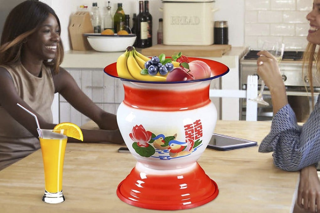 Image of a Chinese spittoon being sold on Amazon as a “1960s Chinese Antique Kitchen and Table Decoration Enamel Bowl” for champagne, fruit or vegetables. Photo: Amazon