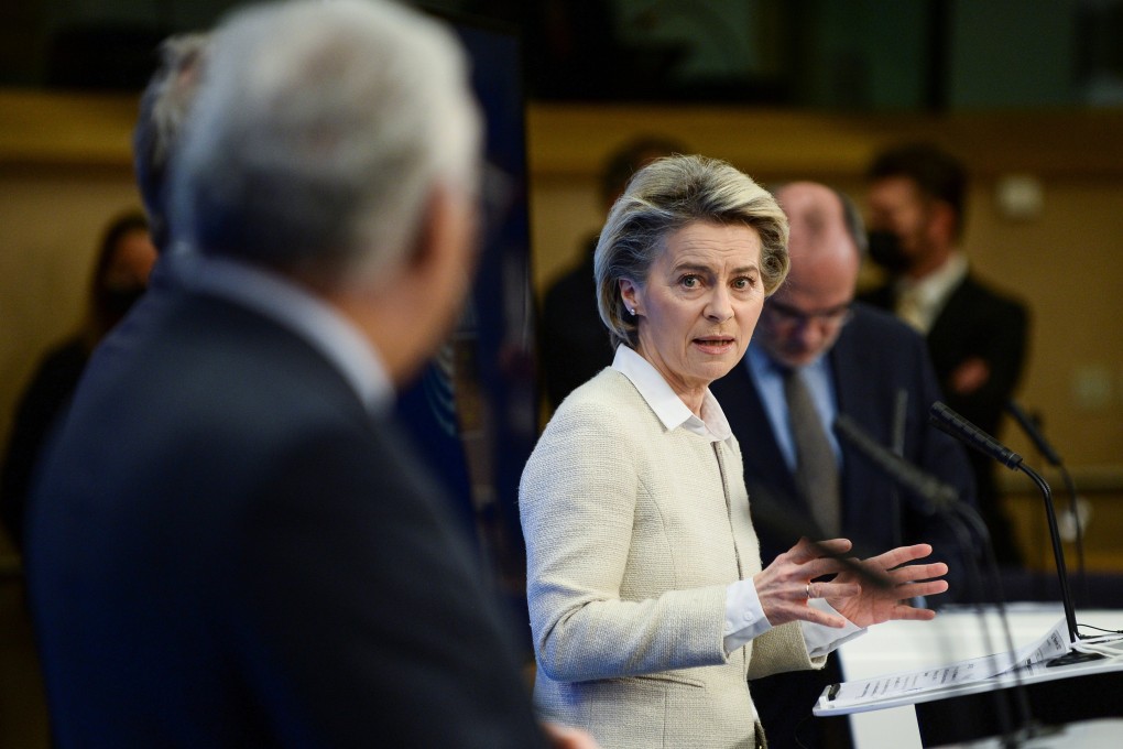 European Commission President Ursula von der Leyen speaks during a news conference in Brussels, Belgium, on February 12. Von der Leyen has pledged to lead a “geopolitical commission”, where reinforcing the EU’s role as a relevant international actor is a key priority. Photo: Reuters