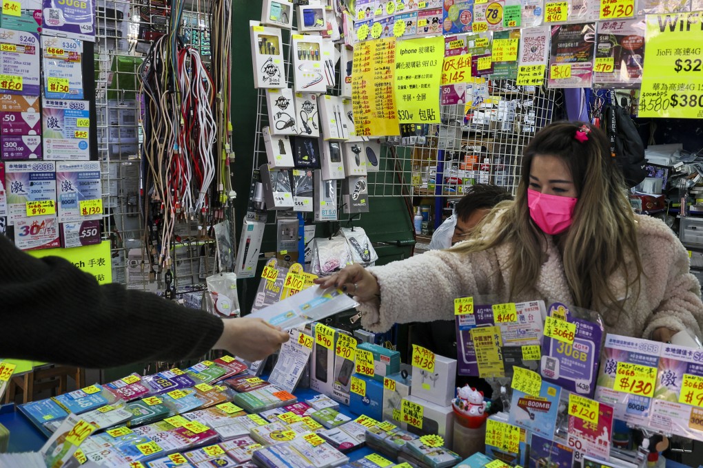 Prepaid SIM cards displayed at a stall in Sham Shui Po district of Hong Kong. Photo: Dickson Lee
