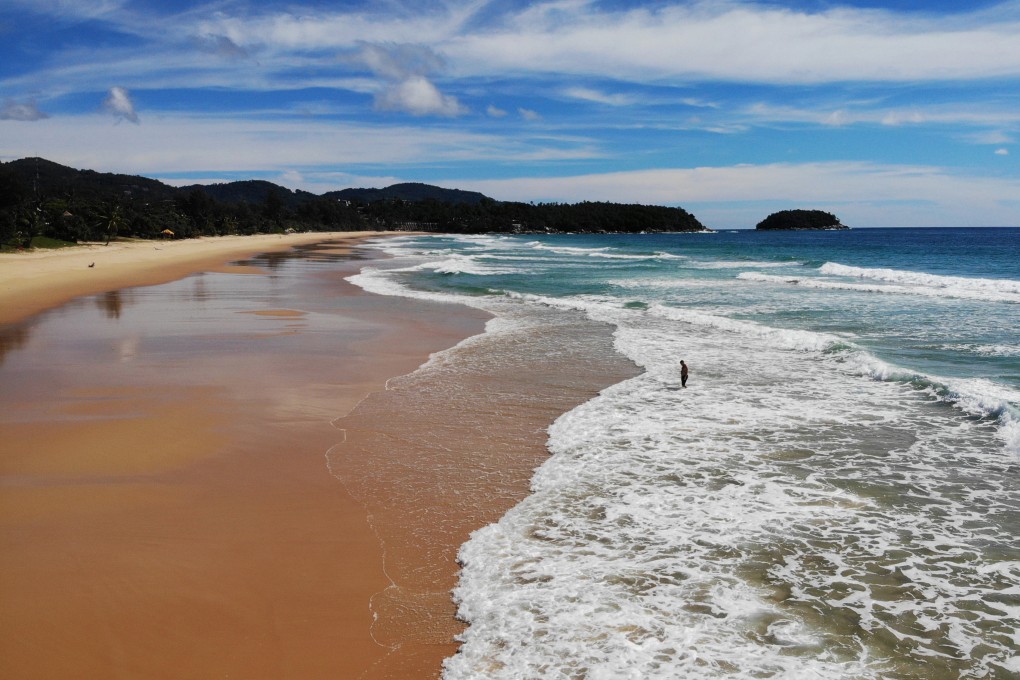 An unusually-quiet Karon beach in Phuket. Photo: AFP