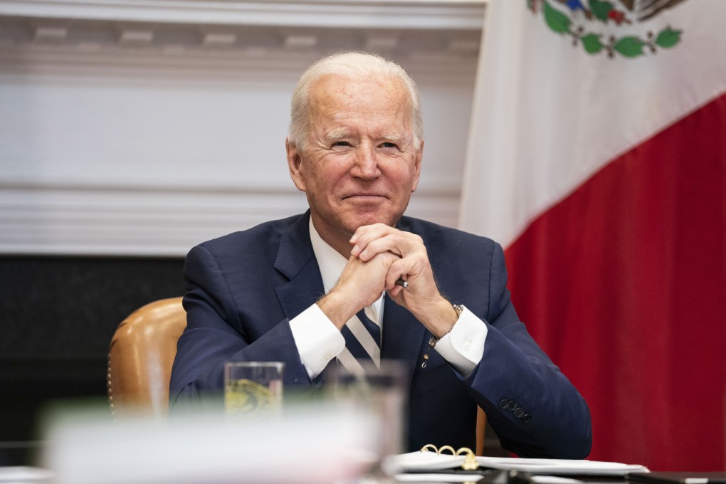US President Joe Biden listens during a virtual meeting with Mexican President Andres Manuel Lopez Obrador on March 1. Photo: Bloomberg