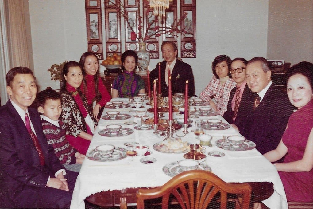 Grace Young (fourth from left) and her family sit around the table in 1972 for Lunar New Year dinner in San Francisco. The porcelain being used was hand-painted in the Shanghai factory of Hong Kong firm Yuet Tung China Works and has been donated to the Smithsonian. Photo: Grace Young