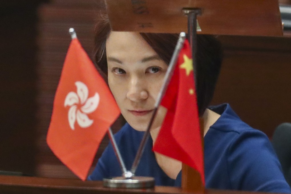 Starry Lee, chairperson of Hong Kong’s largest pro-establishment party, attends a Legislative Council meeting in May 2018. Photo: Nora Tam