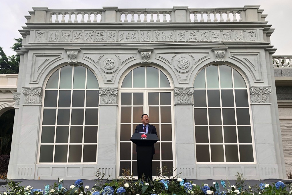 Huawei Technologies Co chief legal officer Song Liuping speaks during the launch of the company’s latest intellectual property white paper, which was held at its headquarters in Shenzhen on March 16, 2021. Photo: Reuters