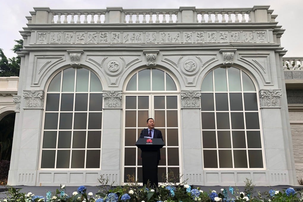 Huawei Technologies Co chief legal officer Song Liuping speaks during the launch of the company’s latest intellectual property white paper, which was held at its headquarters in Shenzhen on March 16, 2021. Photo: Reuters