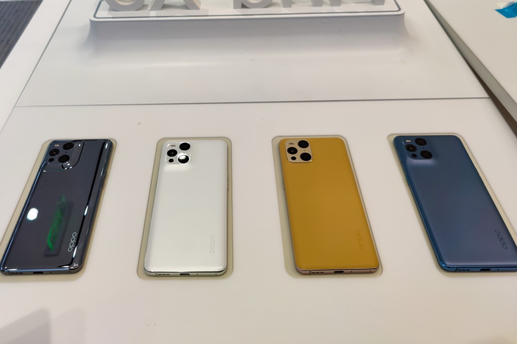The Find X3 series on display in an Oppo shop in Shanghai, China. Photo: Getty Images