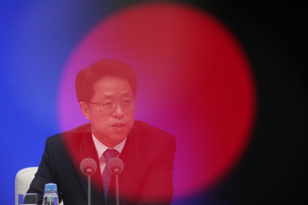 Zhang Xiaoming, deputy director of the Hong Kong and Macau Affairs Office, speaks at a press conference in Beijing on the NPC’s resolution to overhaul Hong Kong’s electoral system. Photo: Simon Song