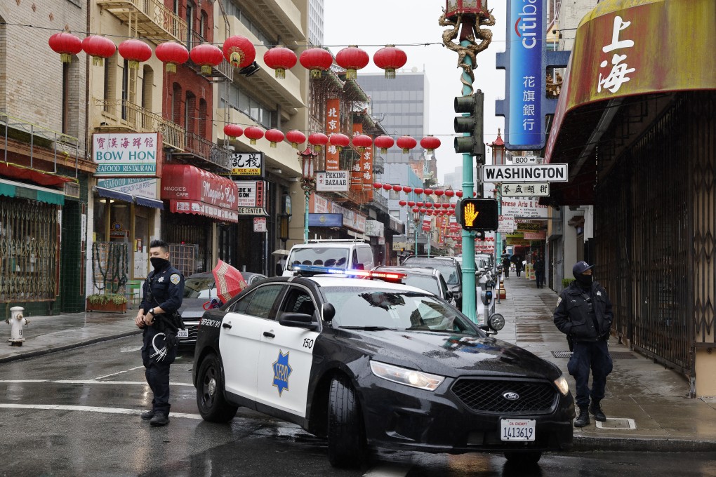 San Francisco Police patrol in the city’s Chinatown on Thursday. Photo: EPA-EFE