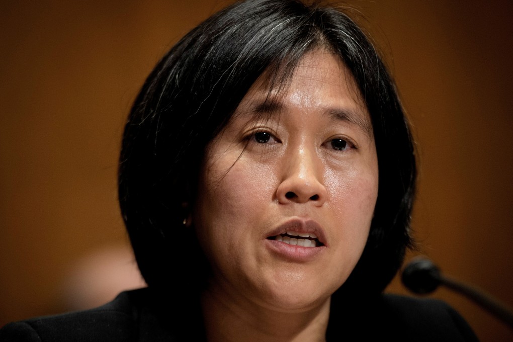 Katherine Tai addresses the US Senate Finance committee in Washington in February. Photo: Reuters