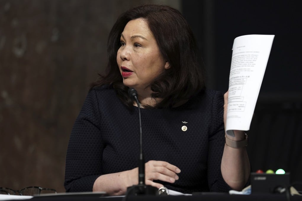 US Senator Tammy Duckworth speaks during a hearing on Capitol Hill in May 2020. Photo: AP