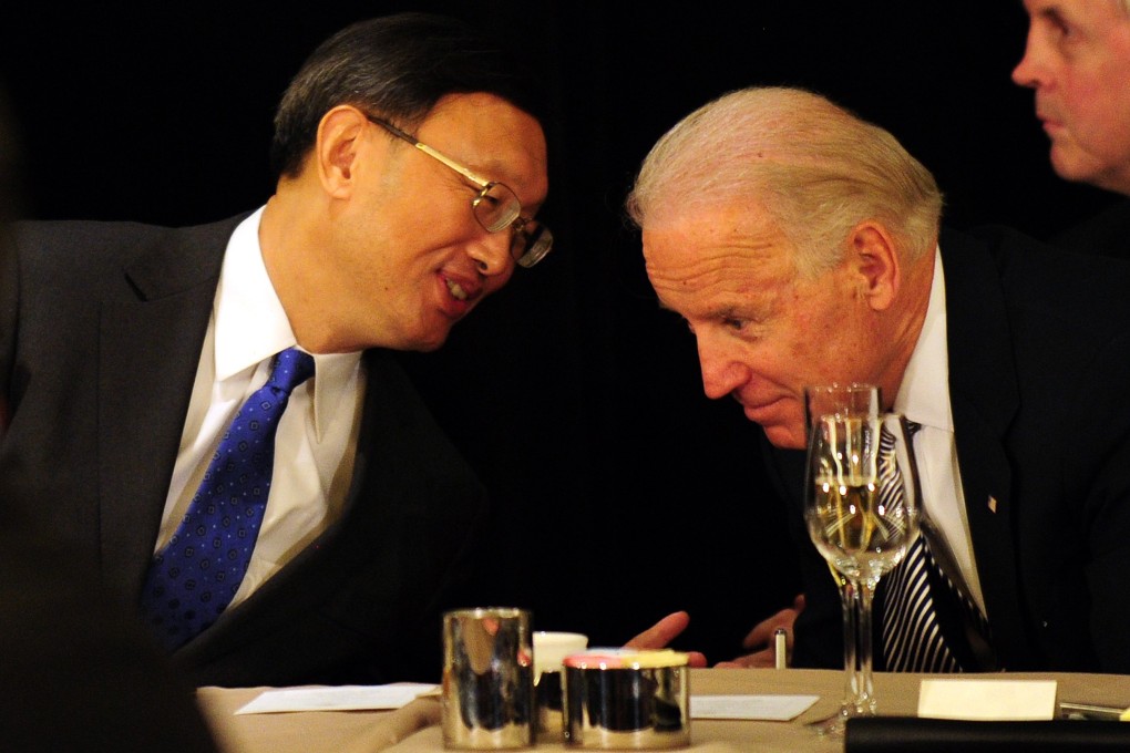Yang Jiechi (left), China’s foreign minister at the time, has a word with Joe Biden, then US vice-president, during a luncheon in Los Angeles on February 17, 2012. Photo: AFP