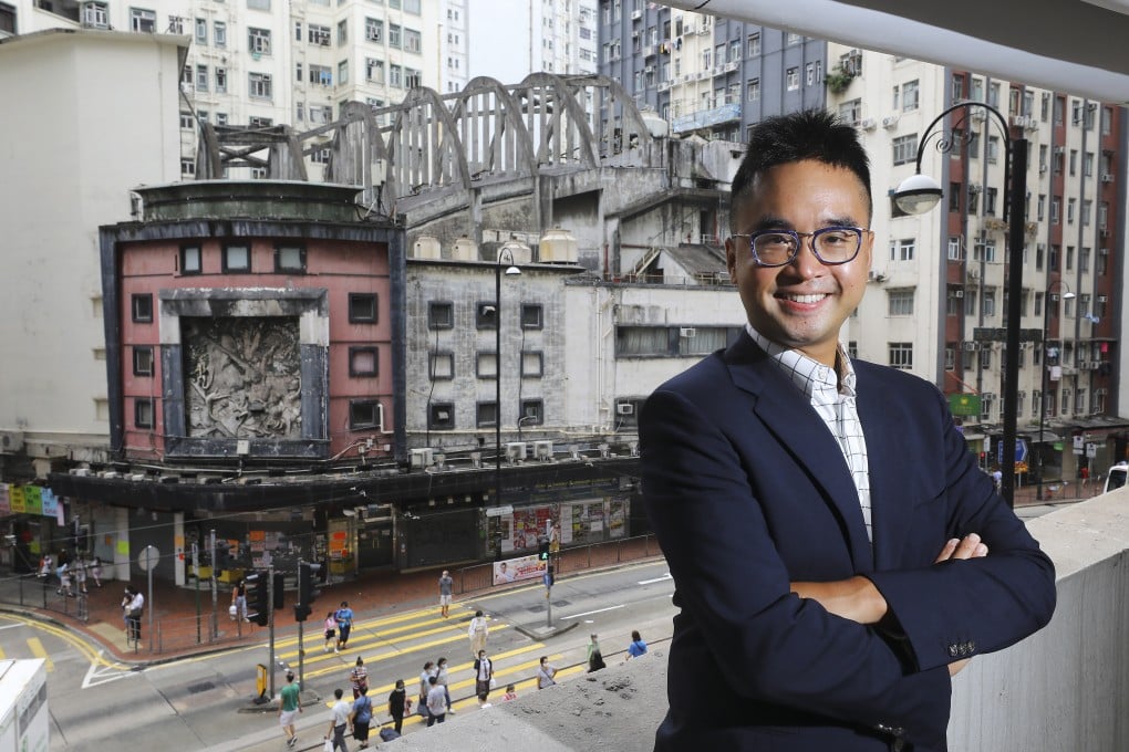 Adrian Cheng Chi-kong, CEO of New World Development, poses in front of State Theatre in North Point. Lee is sponsoring a blank cheque company that plans to raise up to US$345 million in a Nasdaq listing. Photo: Dickson Lee