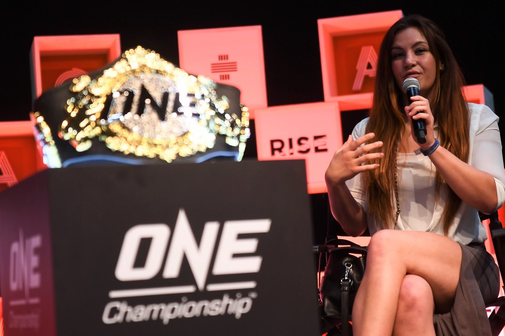 10 July 2019; Miesha Tate, Vice President, ONE Championship, and Hari Vijayarajan, Chief Commercial Officer, ONE Championship, on Q + A Stage during day two of RISE 2019 at the Hong Kong Convention and Exhibition Centre in Hong Kong. Photo by David Fitzgerald/RISE via Sportsfile