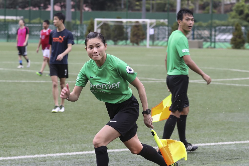Hong Kong referee Gigi Law Bik-chi on a Premier Skills refereeing course at Happy Valley Recreation Ground in 2017. Photo: Nora Tam