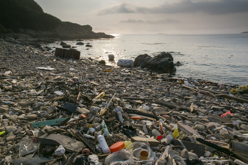 Plastic and other litter on a beach close to Lung Ha Wan, in Clear Water Bay, Hong Kong. Photo: Tessa Chan
