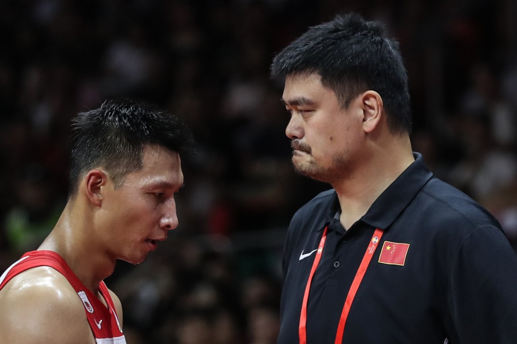 Chinese Basketball Association chairman Yao Ming (right) and star player Yi Jianlian after China’s 2019 Fiba World Cup loss to Nigeria. Photo: Xinhua