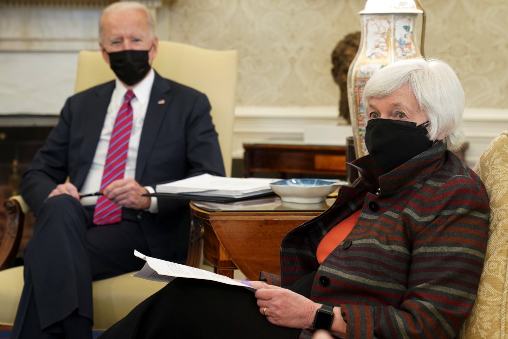 US President Joe Biden meets with Treasury Secretary Janet Yellen in the Oval Office at the White House in Washington on January 29. Photo: Reuters