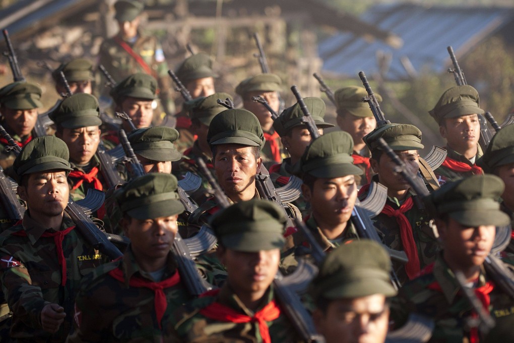 Soldiers from the Ta’aung National Liberation Army, which was one of three ethnic armed groups in Myanmar to threaten retaliation over the ongoing military repression of protests. Photo: AFP