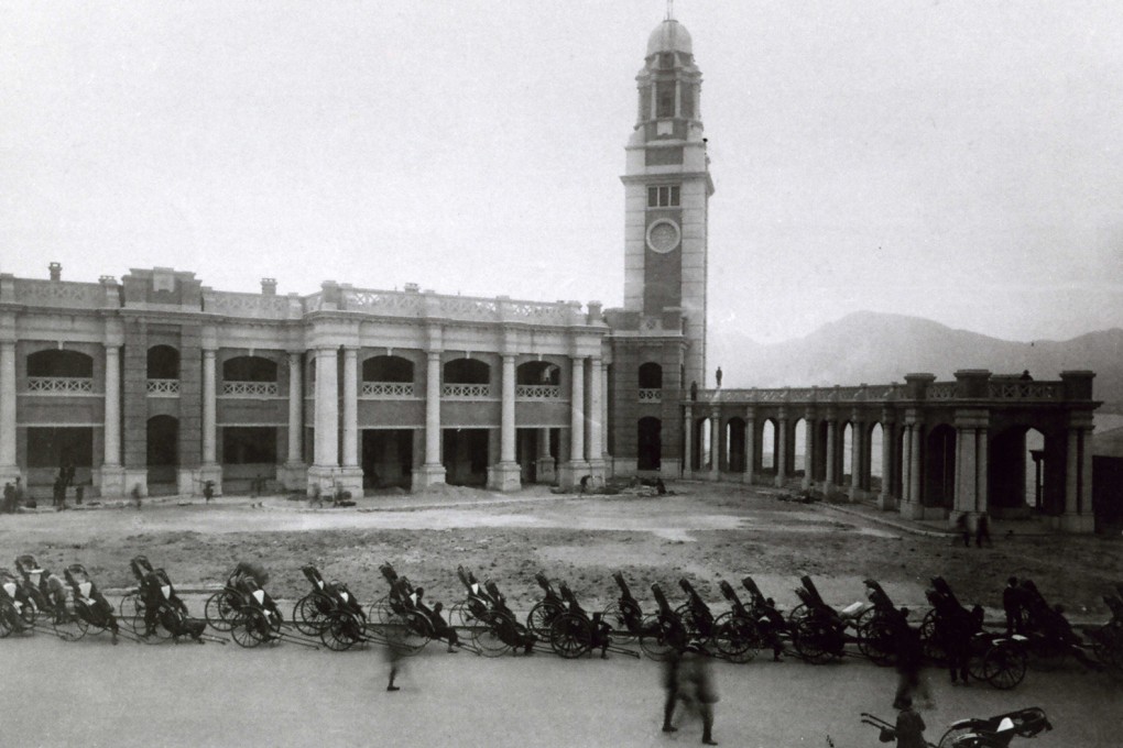 The Kowloon-Canton Railway terminus and clock tower at Tsim Sha Tsui after its completion in 1915. The outbreak of World War I prevented the tower’s clock and bell being brought to Hong Kong from the UK until 1920. They were both installed on March 22, 1921.