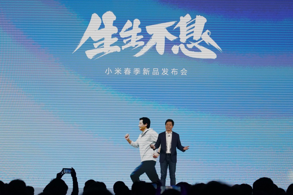 Xiaomi Corp founder and chief executive Lei Jun speaks at the company’s Mega Launch event in Beijing. Photo: VCG via Getty Images