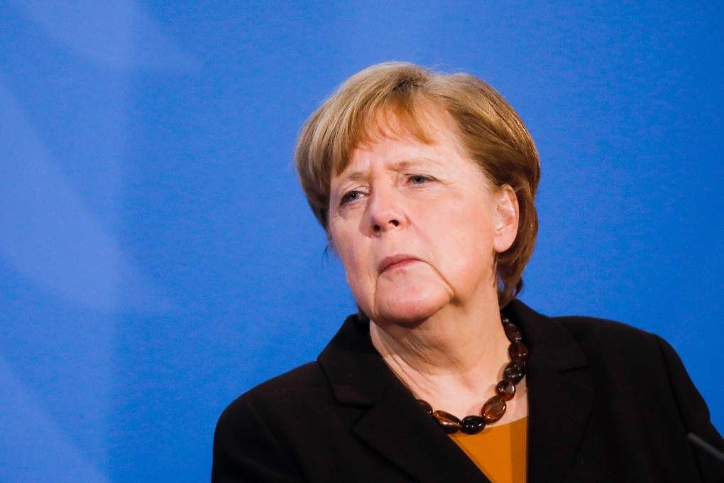 German Chancellor Angela Merkel holds a press conference in Berlin on Tuesday after an online meeting with state premiers to discuss use of the AstraZeneca vaccine. Photo: DPA