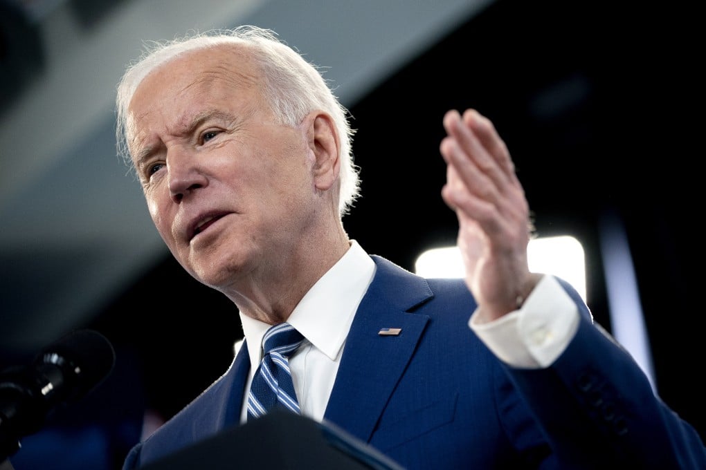 US President Joe Biden speaks in Washington on Monday. Photo: Bloomberg