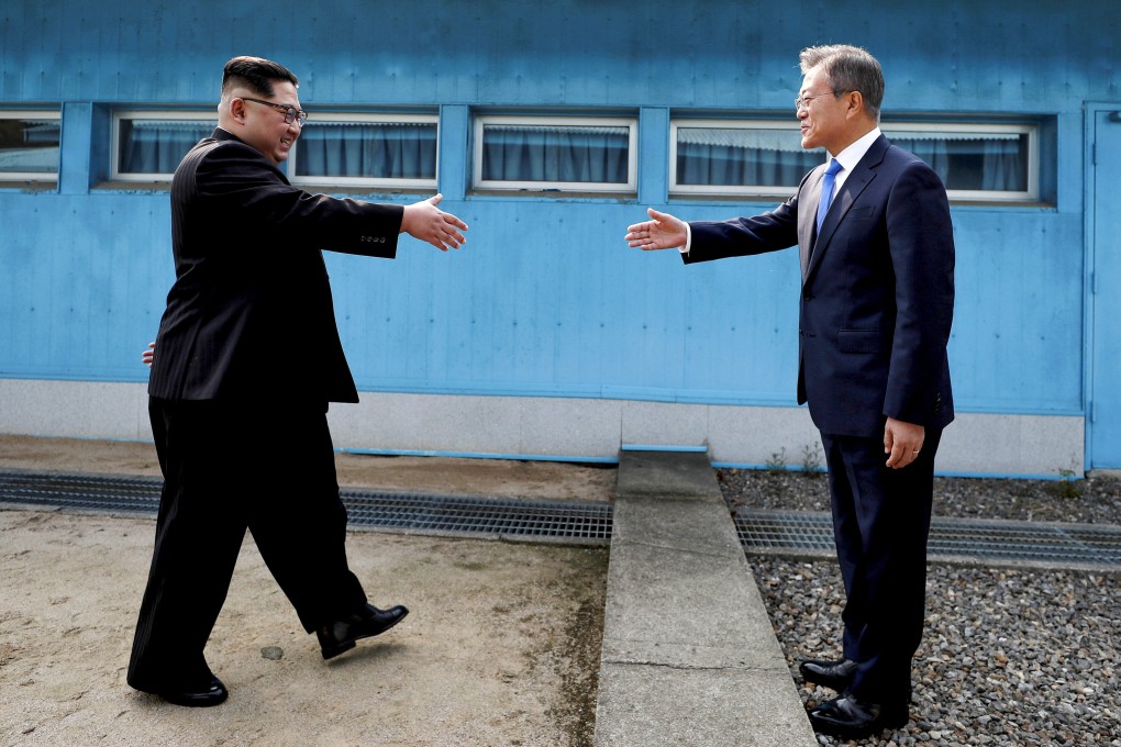 North Korean leader Kim Jong-un and South Korean President Moon Jae-in meet in 2018. Photo: Reuters