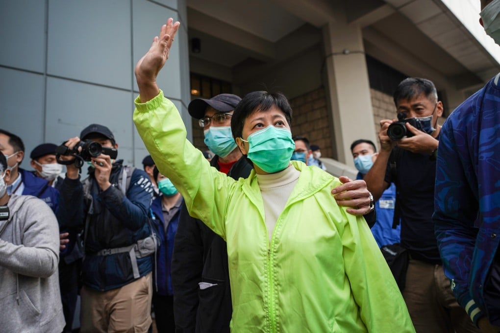 Former lawmaker Helena Wong Pik-wan leaves the High Court last month after the Court of First Instance rejected an appeal against her bail. Photo: Felix Wong