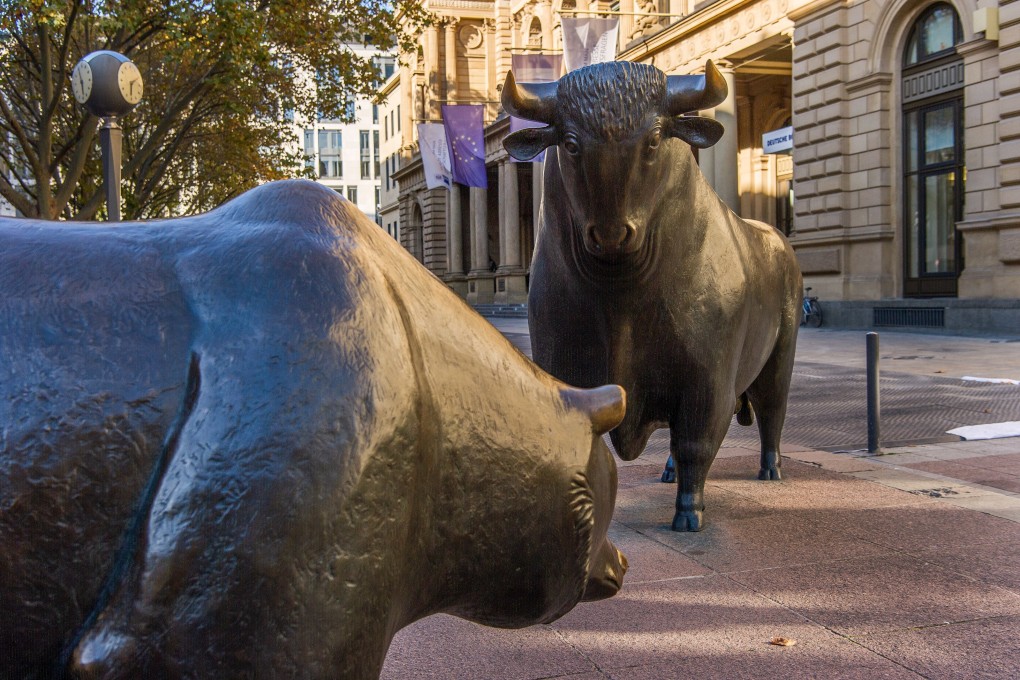 Bull and Bear statues seen outside the Deutsche Boerse stock exchange, in Frankfurt. Photo: EPA-EFE
