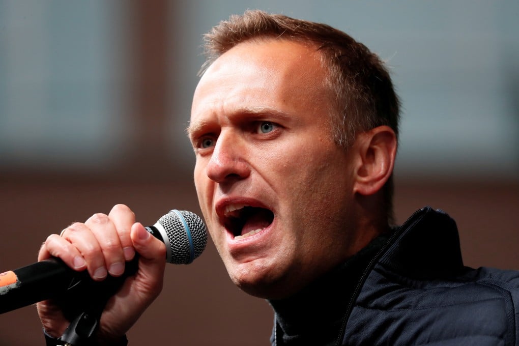 Russian opposition leader Alexei Navalny delivers a speech in Moscow in September 2019. Photo: Reuters